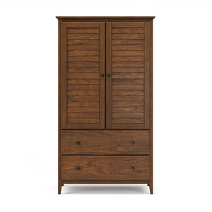Solid Wood 2-Door Wardrobe with Drawers