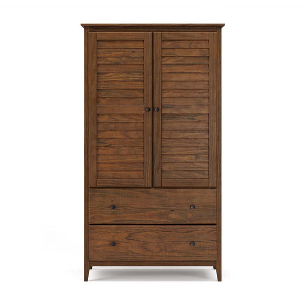 Solid Wood 2-Door Wardrobe with Drawers