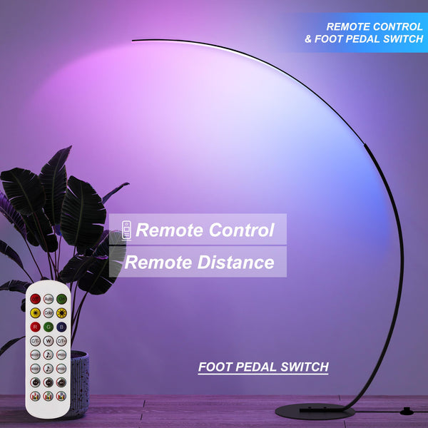 RGBW Arc Floor Lamp with Remote – Dimmable LED Color Changing Standing Lamp