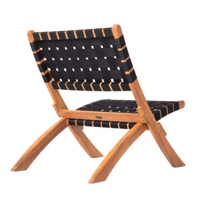 Acacia Wood Folding Chair with Woven Webbing Seat