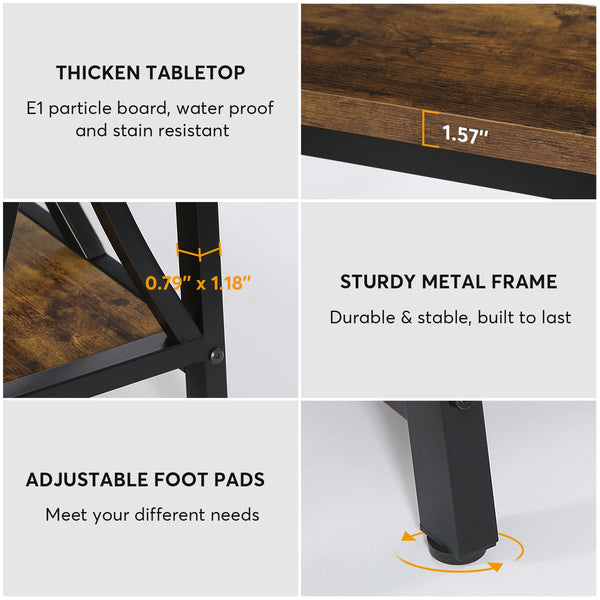 70.9" Industrial Console Table with 2-Tier Storage Shelf