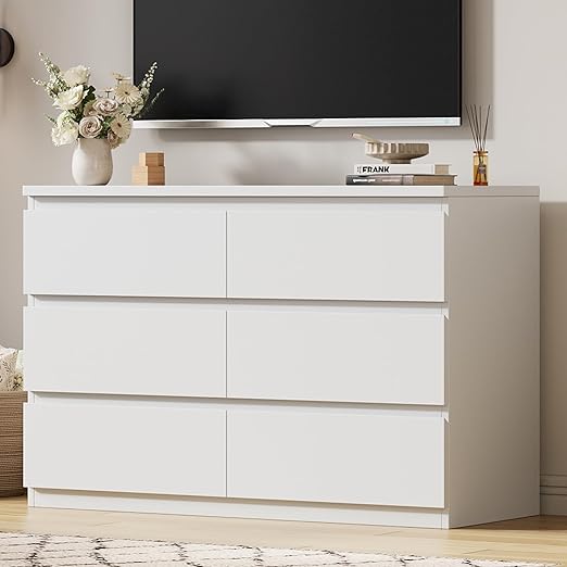 6-Drawer Wood Dresser with Deep Storage