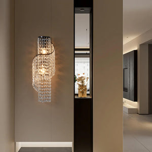 K9 Crystal LED Wall Sconce with Black Metal Frame