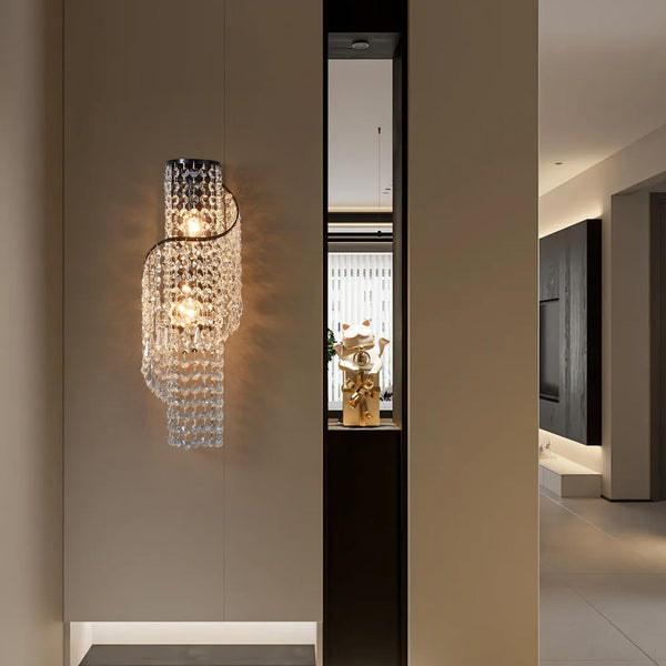 K9 Crystal LED Wall Sconce with Black Metal Frame