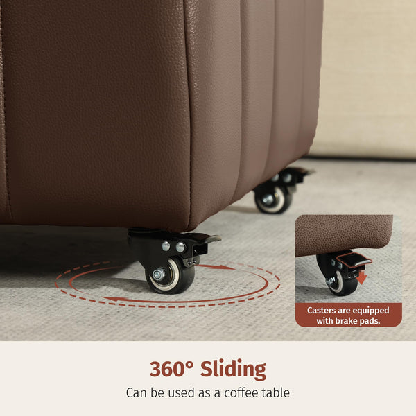 Square Storage Ottoman with Wheels & Faux Leather Lid