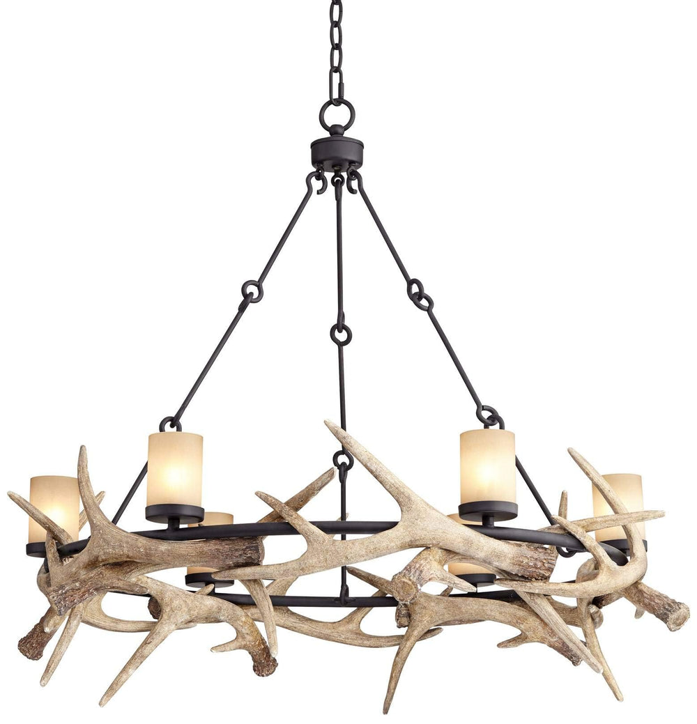 Rustic Antler Chandelier – 6-Light Round Ceiling Fixture