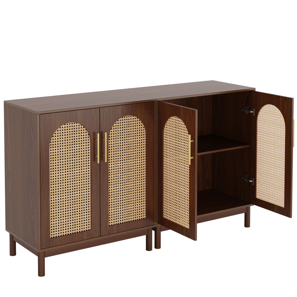 Rattan Sideboard Buffet Cabinet with Storage, 59 Inch