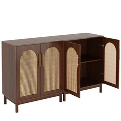 Rattan Sideboard Buffet Cabinet with Storage, 59 Inch