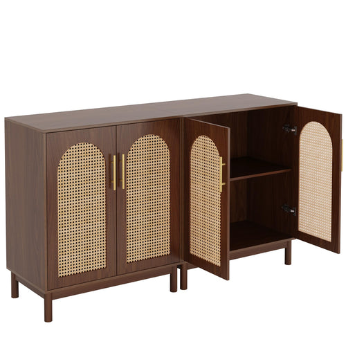 Rattan Sideboard Buffet Cabinet with Storage, 59 Inch