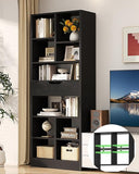 8-Tier Tall Narrow Bookshelf with Drawer