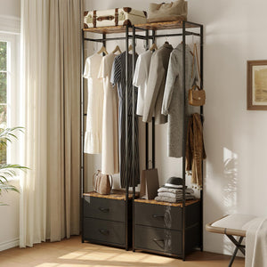 Narrow Clothes Rack with Drawers
