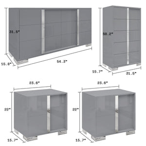 4-Piece Bedroom Dresser Set with High Gloss UV Finish
