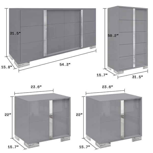 4-Piece Bedroom Dresser Set with High Gloss UV Finish