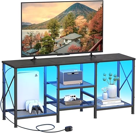TV Stand for 55 Inch TV with 3-Tier Open Shelves