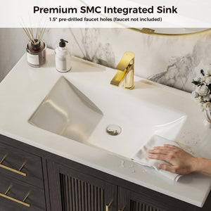 36-Inch Black Bathroom Vanity with Sink