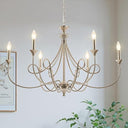 6-Light Modern Candle Chandelier – Brushed Nickel, Black & Brass
