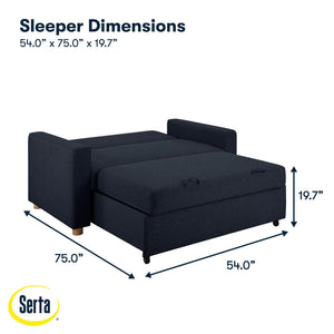 Convertible Sleeper Loveseat with Pocket Coils & Boucle Fabric