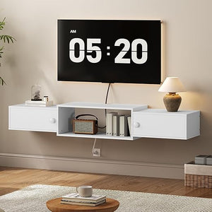 55" Floating TV Stand with Power Outlets & Doors