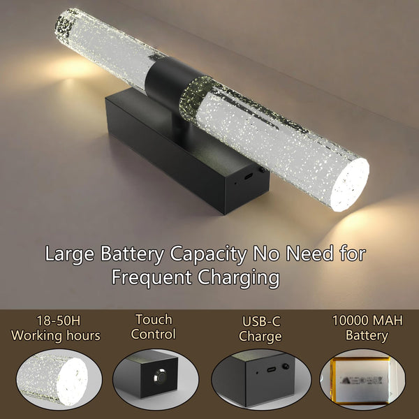 Rechargeable LED Wall Sconces Set of 2 with Remote Control