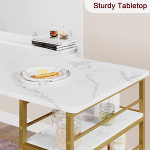 3-Piece Counter Height Dining Table Set with 2 Velvet Bar Stools