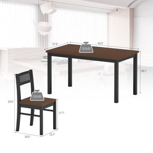 5-Piece Dining Table Set with Rattan Back Chairs