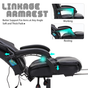 Massage Office Chair with Footrest, Heat & Reclining – 400 lbs Capacity