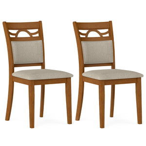 Farmhouse Dining Chairs Set – Solid Rubber Wood, Upholstered Fabric Seat