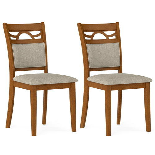 Farmhouse Dining Chairs Set – Solid Rubber Wood, Upholstered Fabric Seat