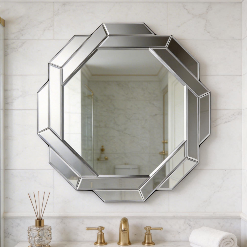 23.6" Octagon Wall Mirror with Beveled Edge