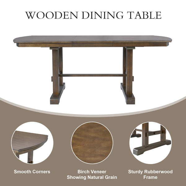 6-Piece Extendable Dining Table Set with Chairs and Bench