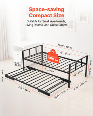 Twin Size Daybed Frame with Trundle