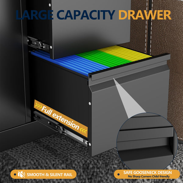 3-Drawer Lockable Metal File Cabinet with Wheels