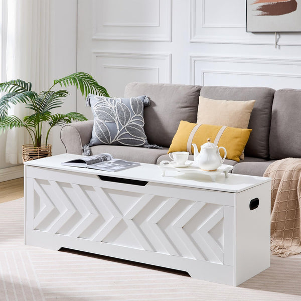 55-Inch Storage Bench with Safety Hinges
