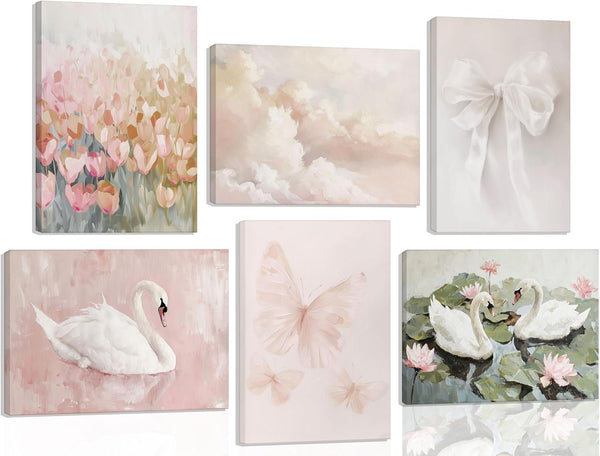 Coquette Wall Art Set of 6 – Pink Canvas Prints & Posters
