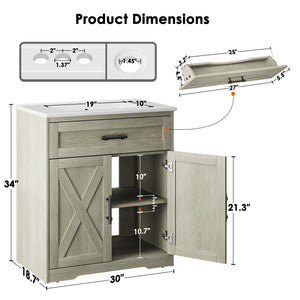30-Inch Farmhouse Bathroom Vanity with Ceramic Sink