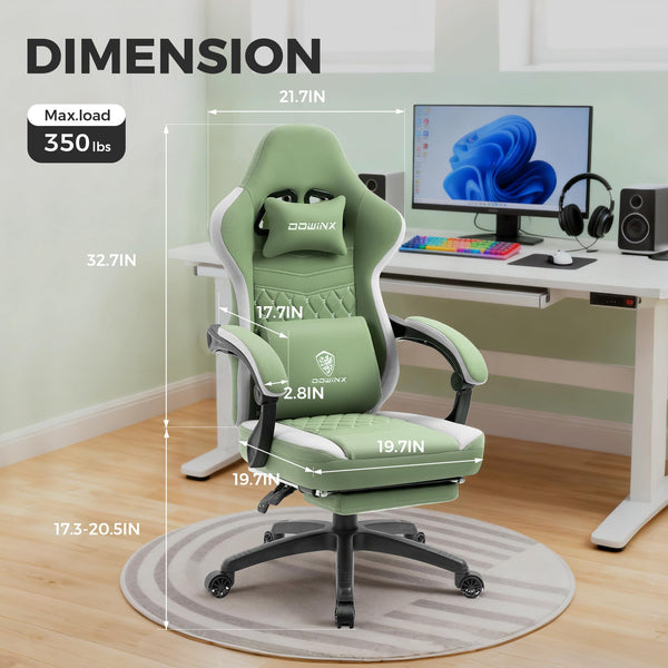 Ergonomic Gaming Chair with Pocket Spring Cushion & Footrest