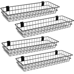 Slatwall Wire Storage Baskets – 4 Pack (30" & 28" Steel Wall Organizers)