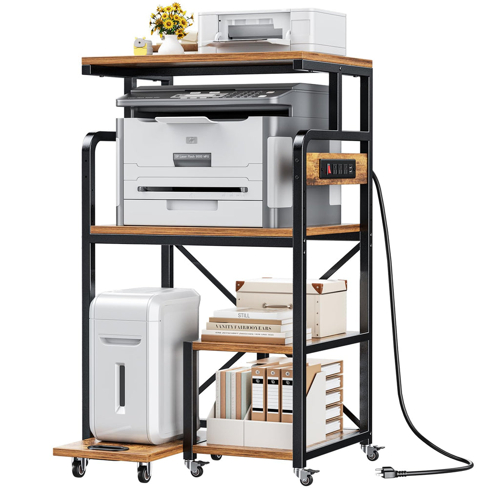 4-Tier Rolling Printer Stand with Power Outlets