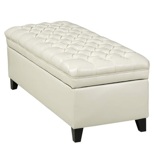 Tufted Fabric Storage Ottoman with Birch Legs