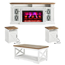 4-Piece Farmhouse Living Room Set with Electric Fireplace TV Stand