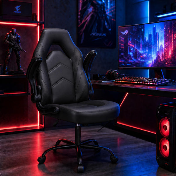 Ergonomic Gaming Chair with Lumbar Support and Flip-Up Armrest