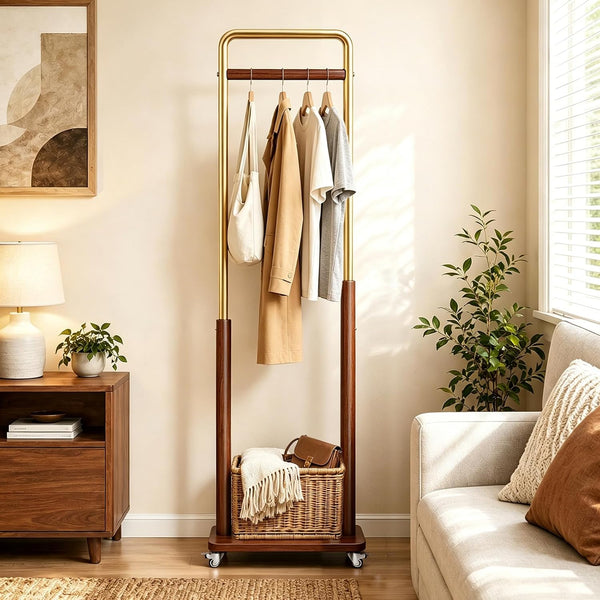 Freestanding Clothes Rack with Wheels