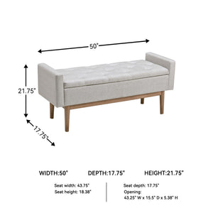 Tufted Storage Bench with Hinged Seat