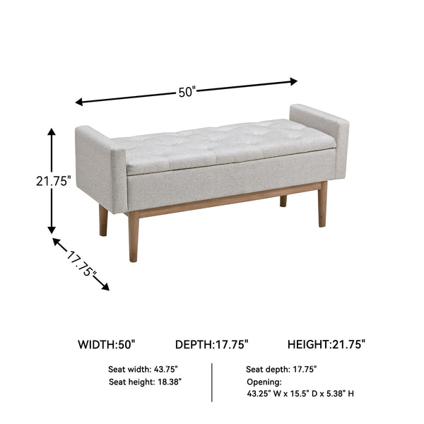 Tufted Storage Bench with Hinged Seat