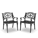 Outdoor Dining Arm Chair Set of 2 – Black Cast Aluminum