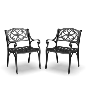 Outdoor Dining Arm Chair Set of 2 – Black Cast Aluminum