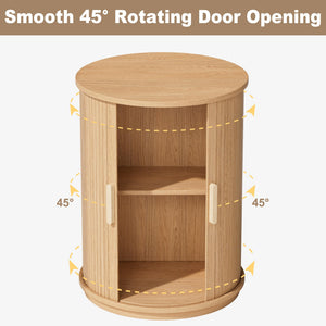 Round Side Table with Sliding Tambour Door