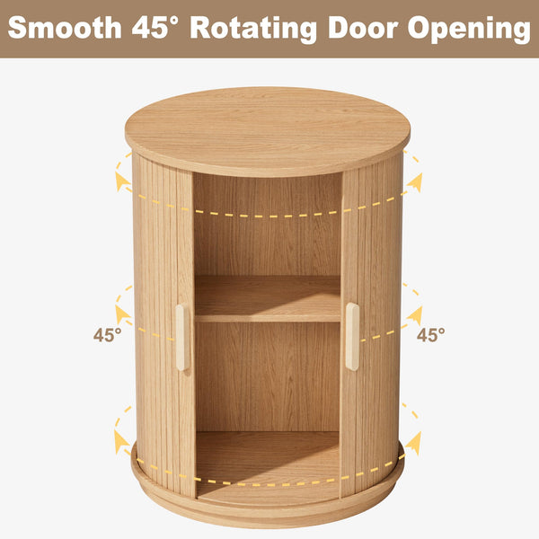 Round Side Table with Sliding Tambour Door