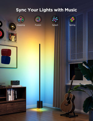 Smart RGBIC LED Floor Lamp with Music Sync – 1725lm, Color Changing, Dimmable