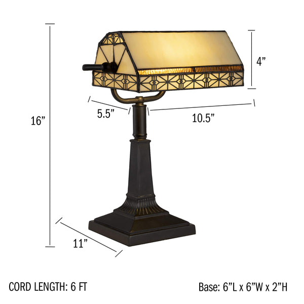 Tiffany-Style Stained Glass Bankers Desk Lamp – Dark Brown
